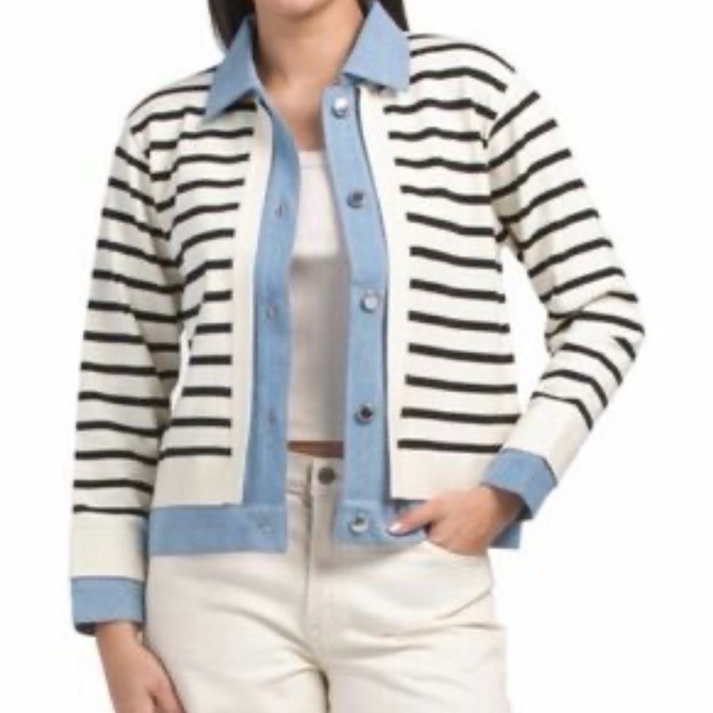 Nanette Lepore Women's Sweater jacket denim Accents M